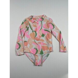 Carter’s Toddler Floral Long Sleeve Rash Guard Swimsuit 3T Pink Peach